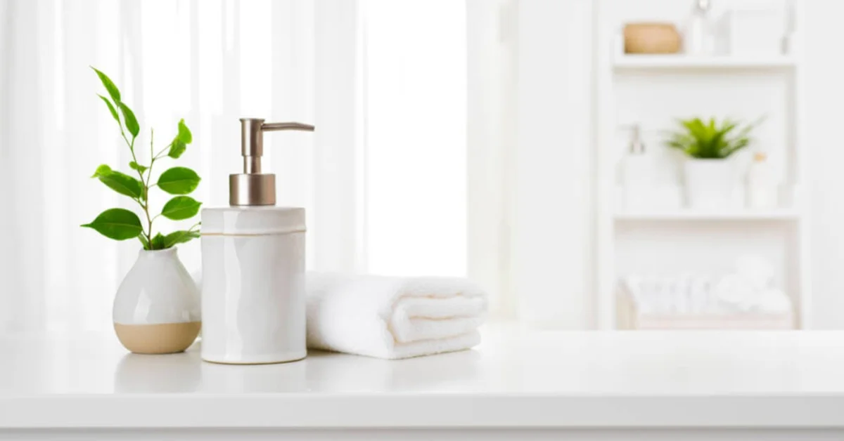 a bright white modern bathroom with green plants