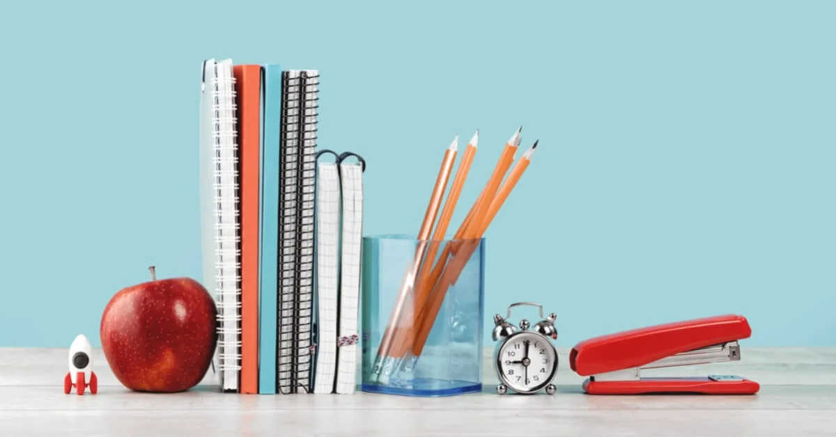 organised tidy office stationery