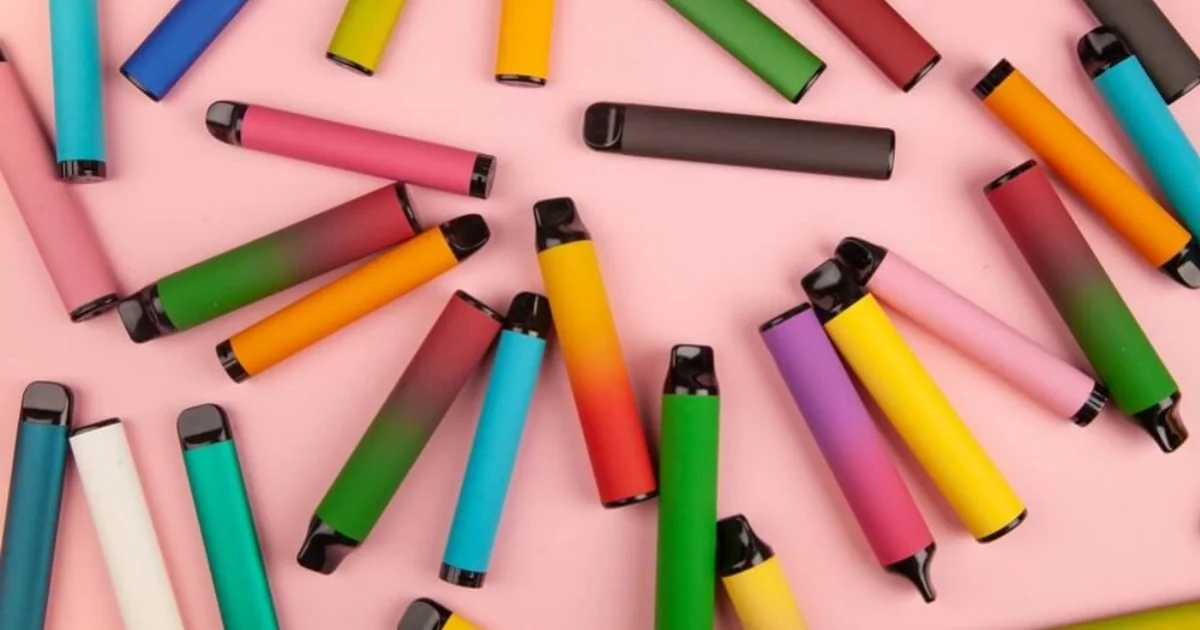 a multitude of disposable colourful vapes