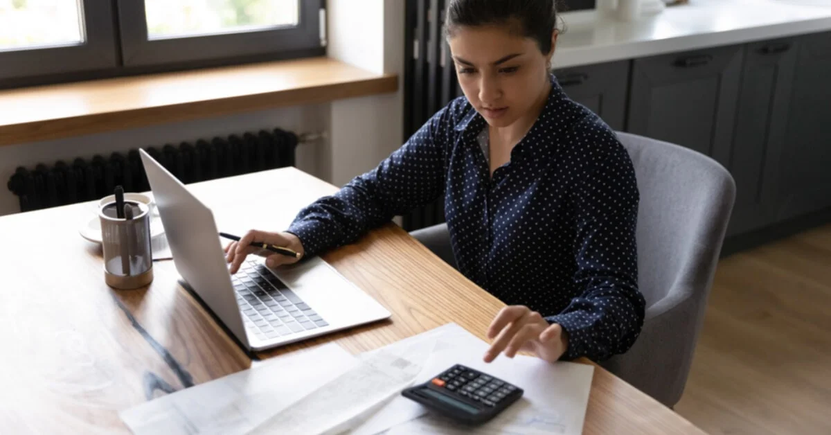 a young businesswoman organising her finances