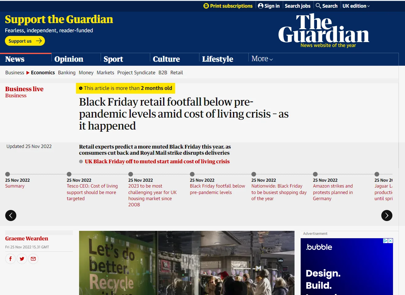 Black Friday retail footfall below pre-pandemic levels amid cost of living crisis – as it happened | Business | The Guardian