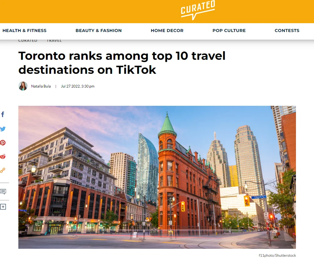 Toronto ranks among top 10 travel destinations on TikTok | Curated