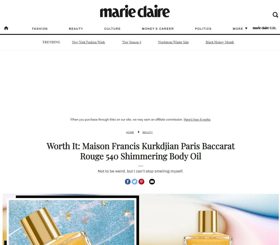 Worth It: Maison Francis Kurkdjian Paris Baccarat Rouge 540 Shimmering Body Oil