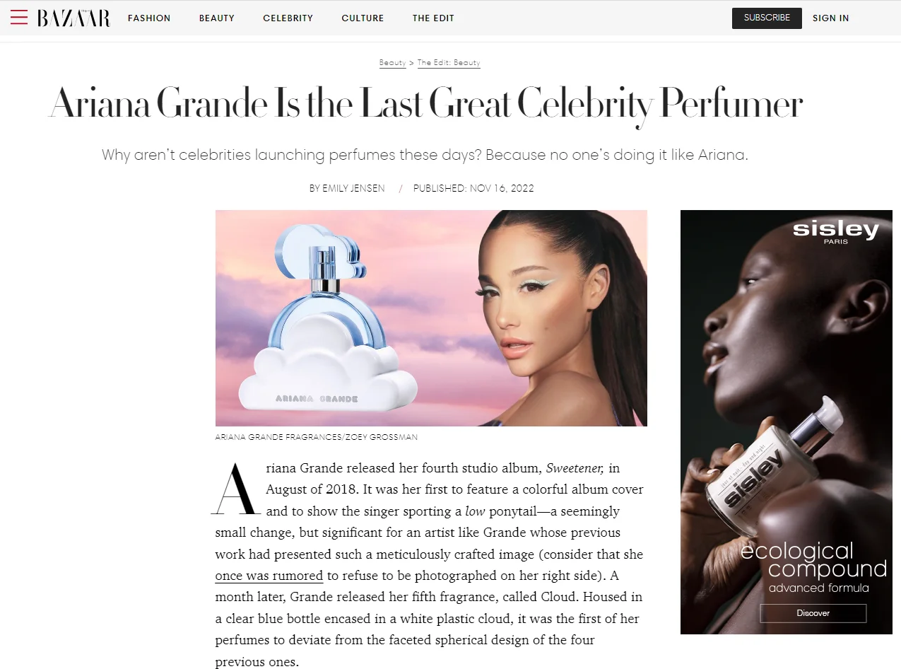 Ariana Grande Is The Last Great Celebrity Perfumer - Ariana Cloud Fragrance Review