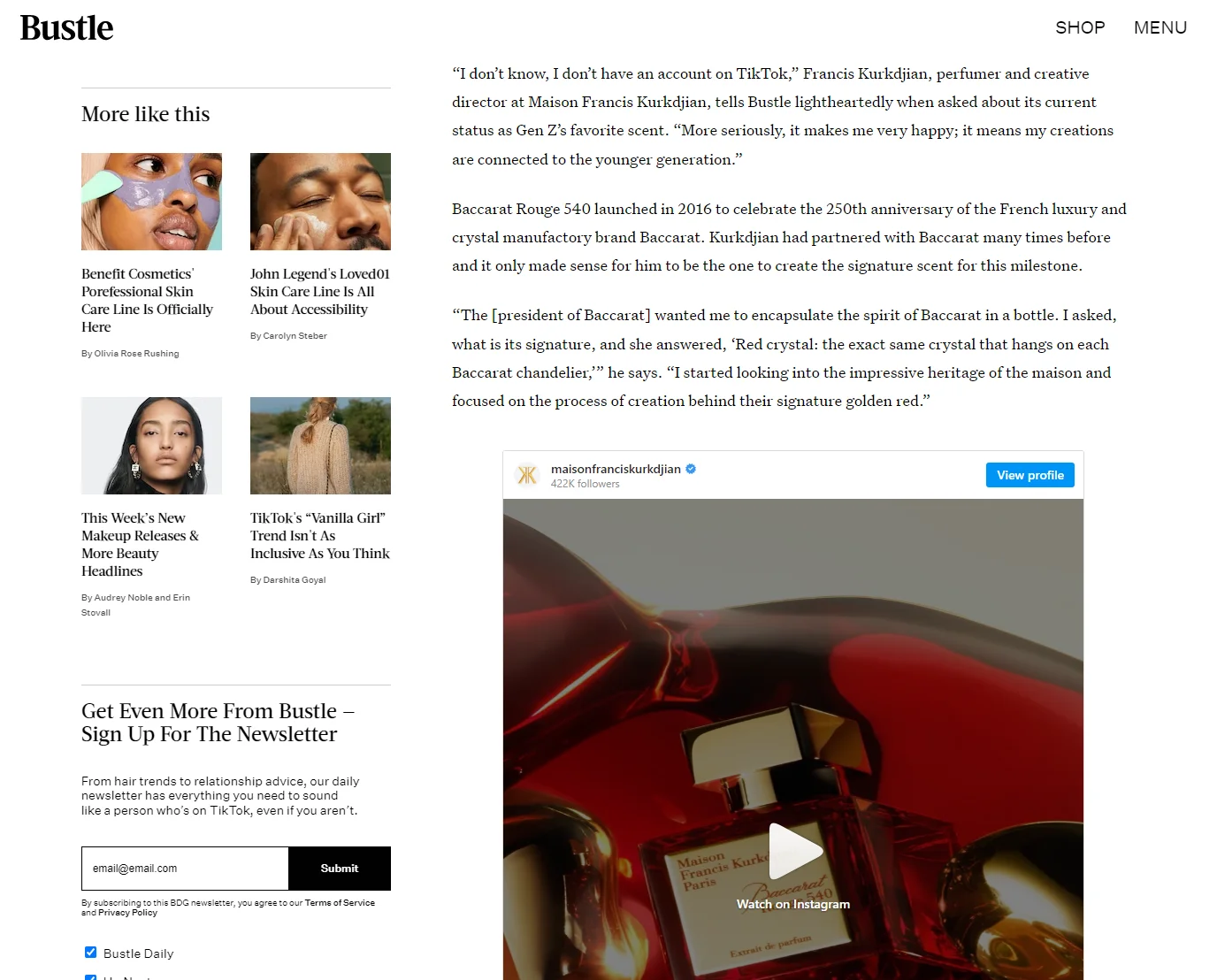 Maison Francis Kurkdjian Baccarat Rouge 540 Is TikTok's #1 Scent